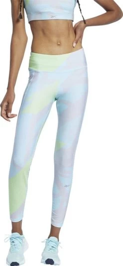 Reebok Running Essentials Long Tights Blue Pink Women -Fit Mode Shop 18642695fd8bec79cf442.61830964