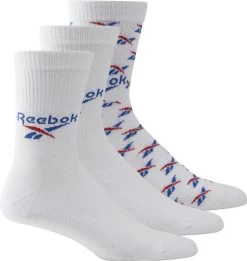 Reebok Classics 3 Pair Socks White Blue Red